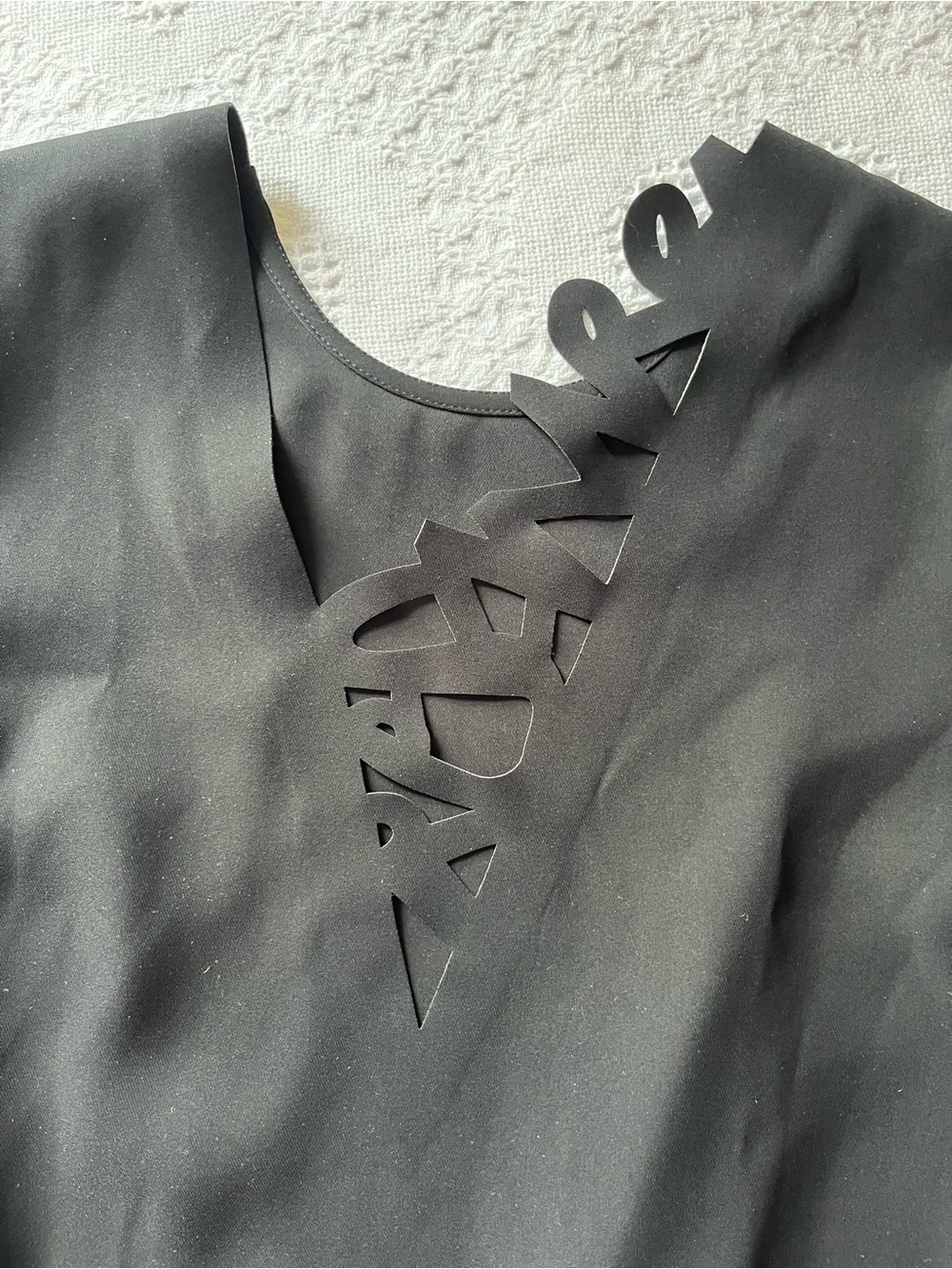Cop.Copine Black Laser Cut RESPIRE A-Line Shift Dress with Really Cool Back 😘 - Picture 4 of 11